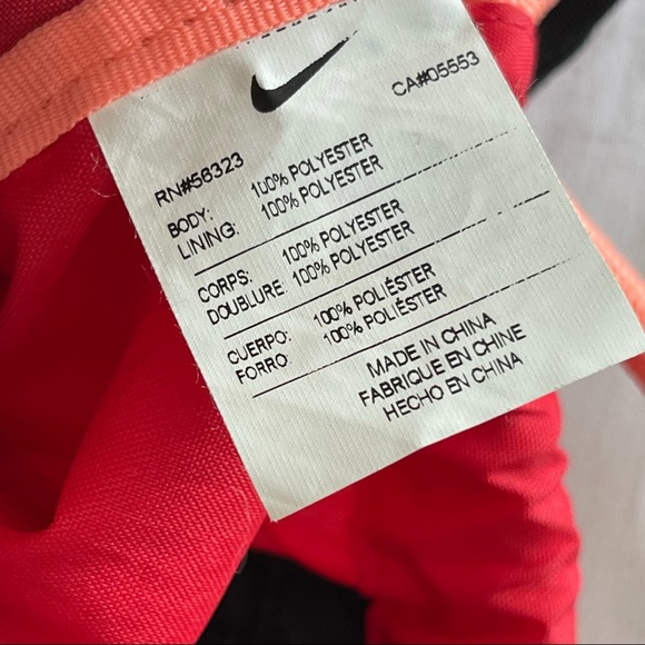 PREOWNED NIKE DRAWSTRING GYM BAG BACKPACK RED ORANGE BLACK - Picture 3 of 6